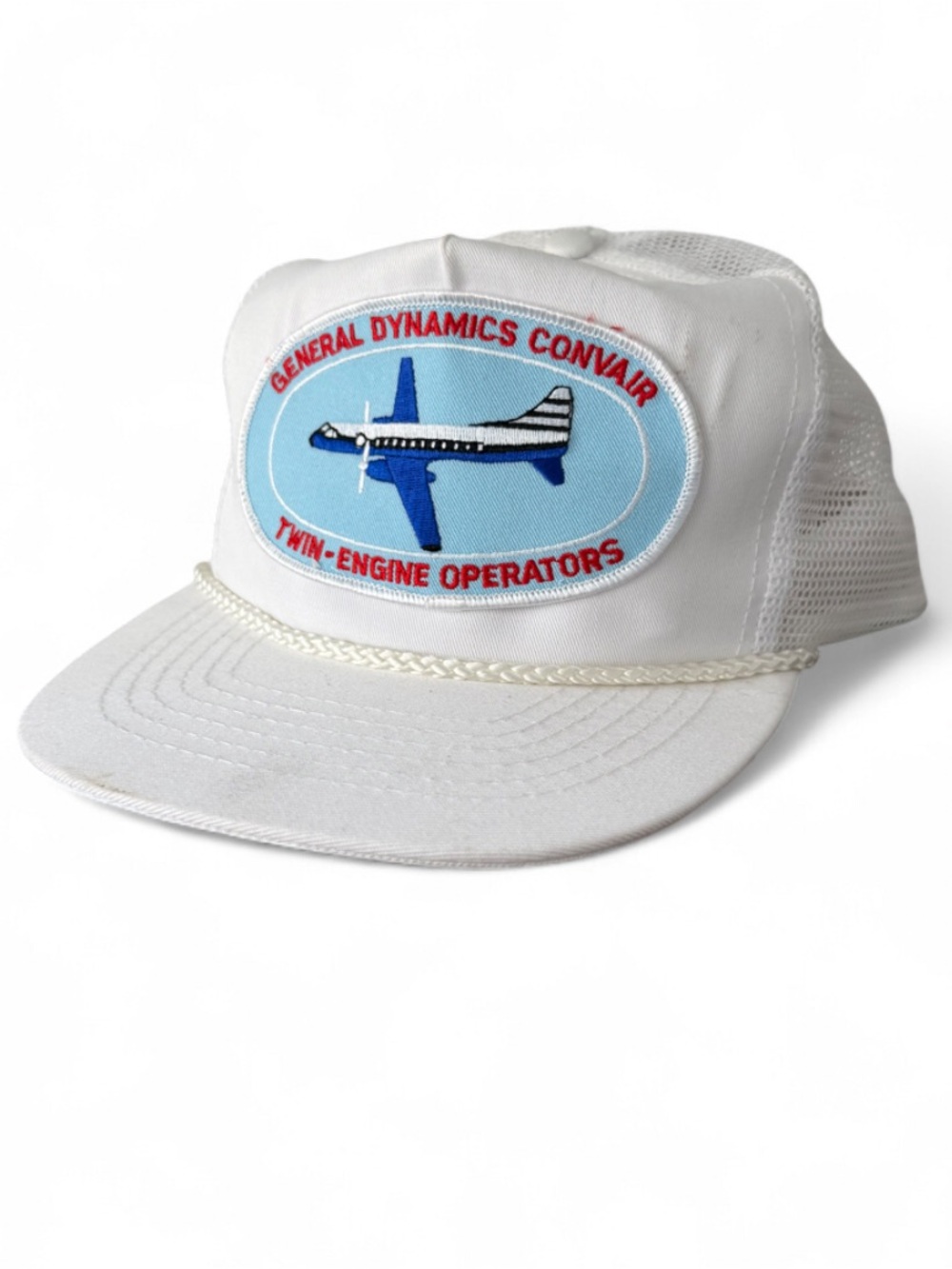 Vintage OTTO Plane Patch Mesh Trucker SnapBack Hat Rope Brim